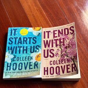 Paper back books “ It starts with us” and “ It ends with us” by Colleen Hoover